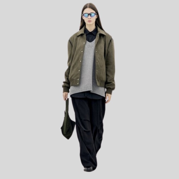 Paul Stuart Green Suede Bomber Jacket